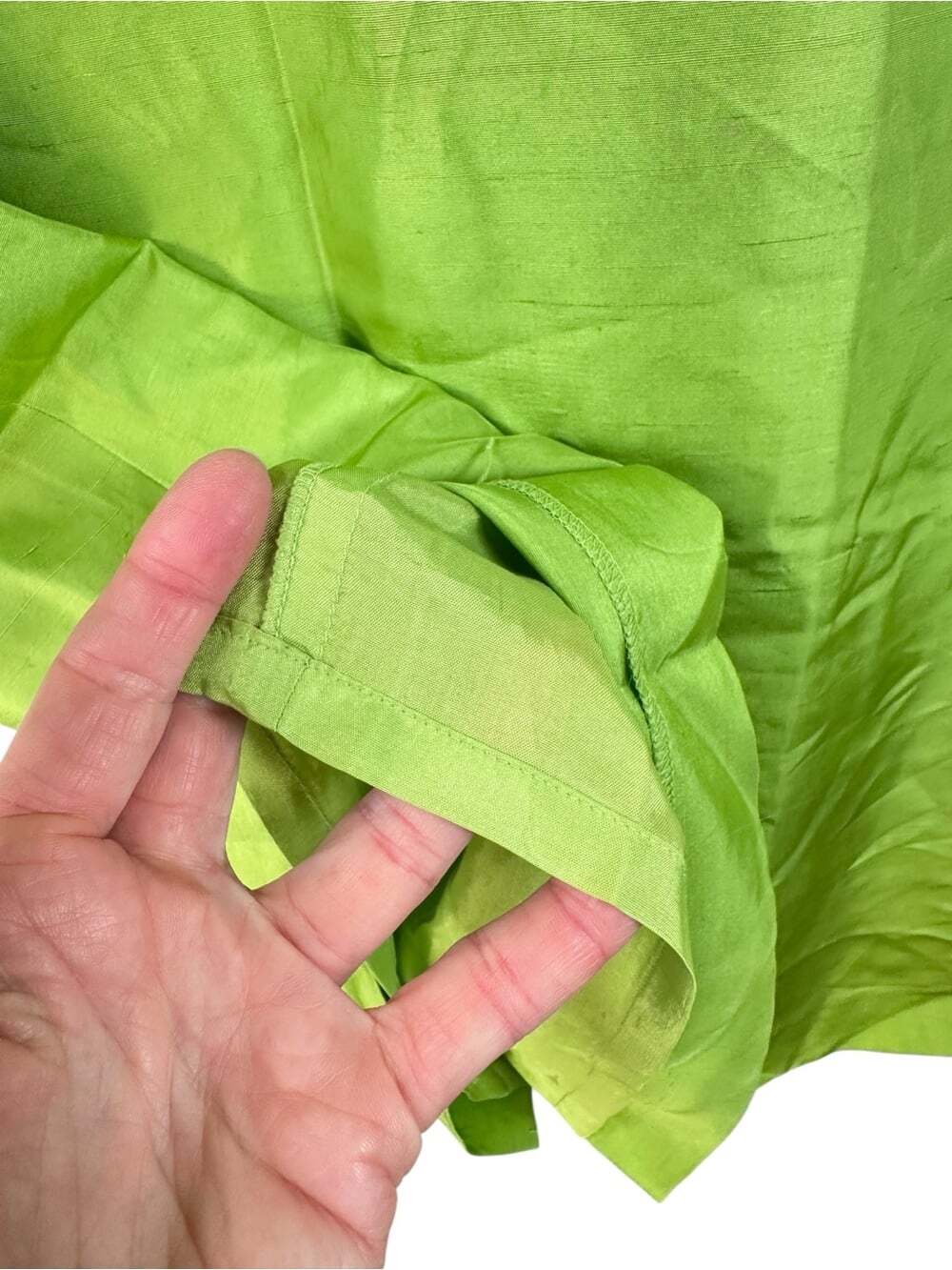 Talbots 100% Silk Sheath Dress 14P Chartreuse Green Bow Waist Petite Cocktail - Picture 6 of 16